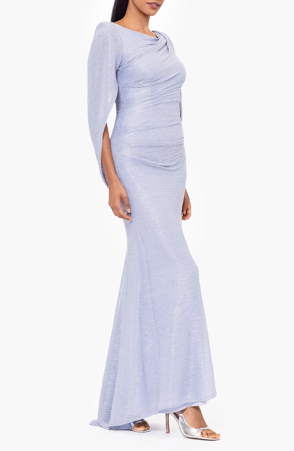 Luxurious Mermaid Boat Neck Cape Sleeve Zipper Back Floor Length Evening Dress
