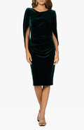 Luxurious Sheath Cowl Neck Cape Sleeve Zipper Back Knee Length Evening Dress