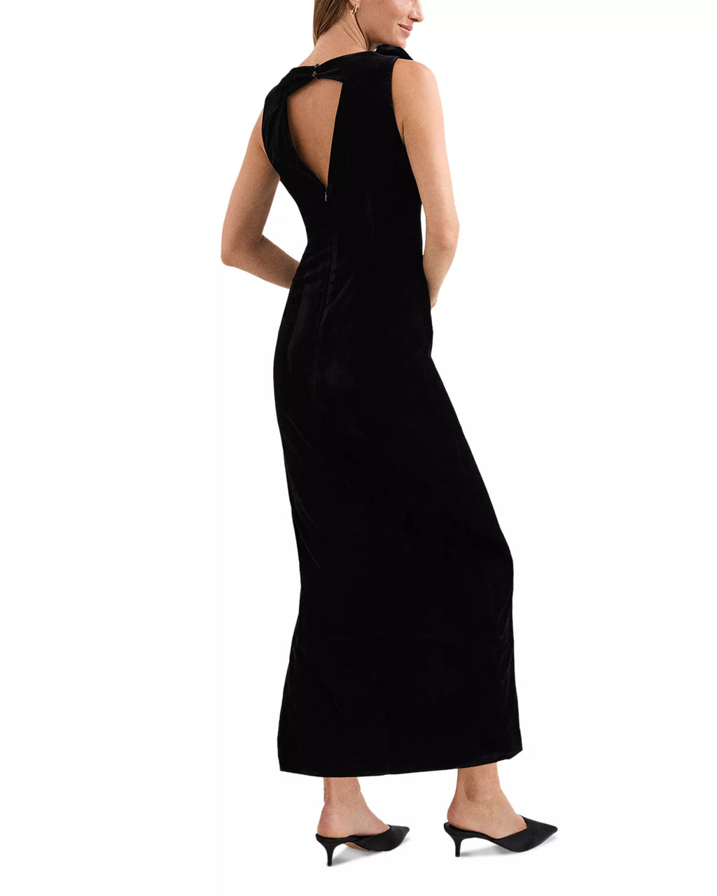 Luxurious Sheath Mock Neck Sleeveless Keyhole Back Midi Length For Ladies Prom Dress