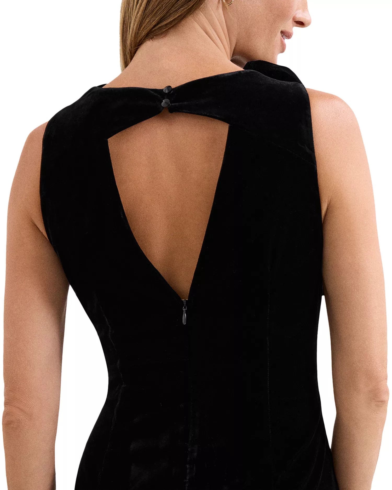 Luxurious Sheath Mock Neck Sleeveless Keyhole Back Midi Length For Ladies Prom Dress