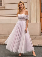 Luxury A-Line/Princess Off-the-Shoulder Sleeveless Back Zip Ankle-Length Homecoming Dress