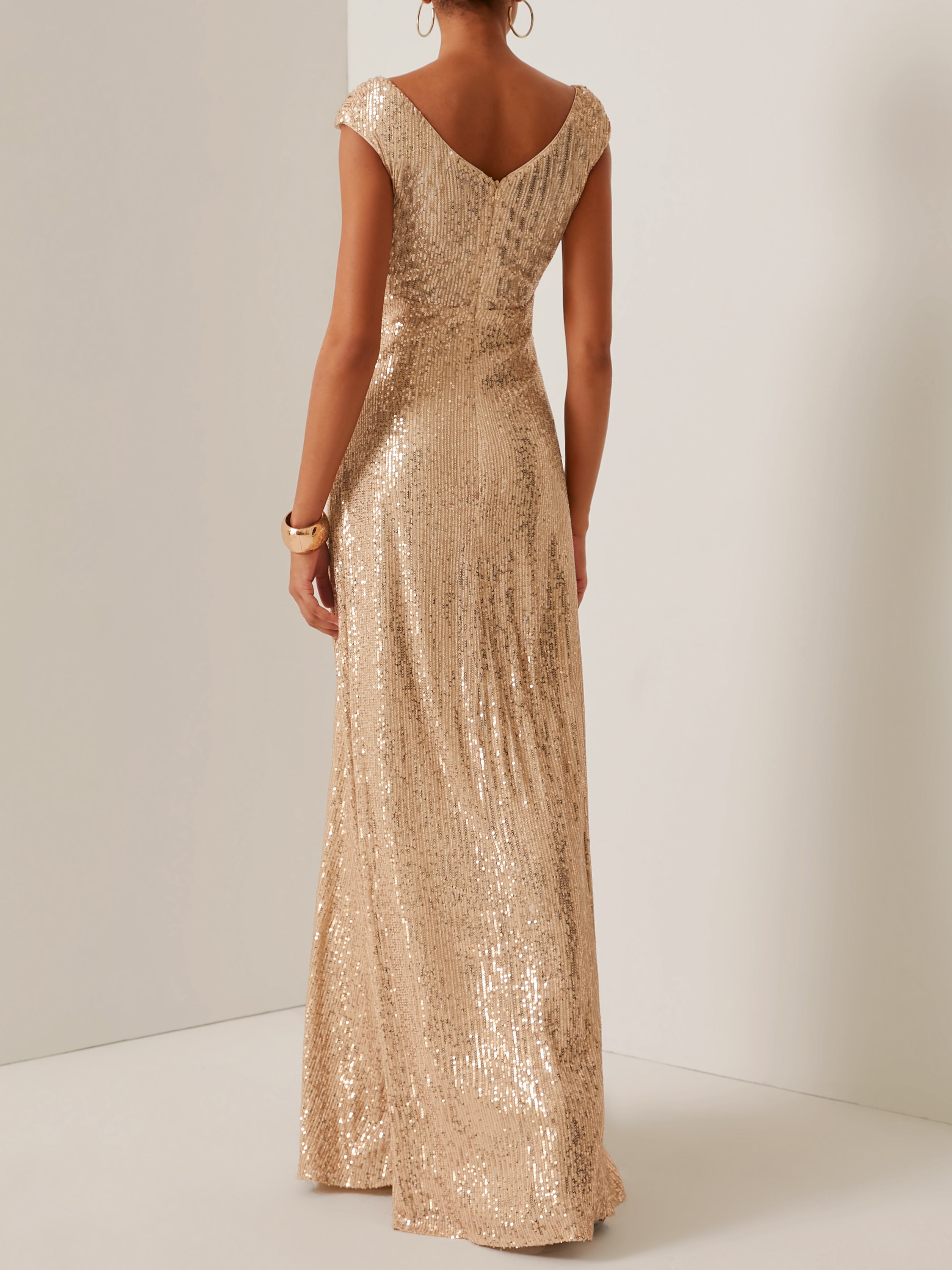 Luxury A-Line V Neck Sleeveless Zipper Up Floor-Length Prom Dress