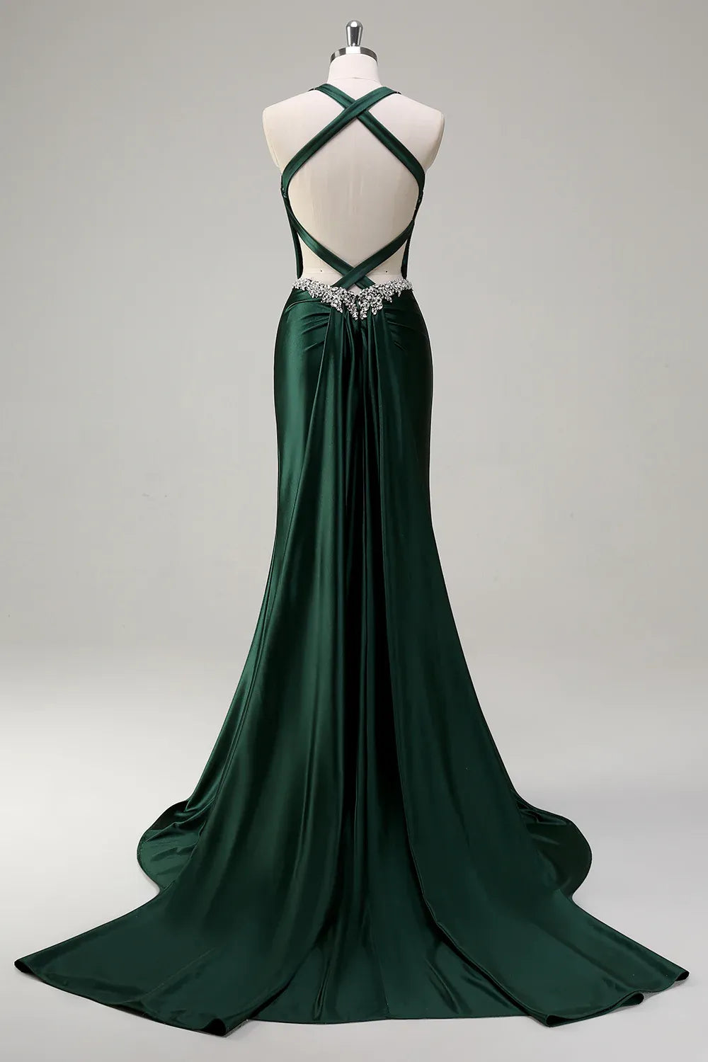 Luxury Mermaid/Trumpet Halter-Neck Sleeveless Sweep/Brush Train Evening Dress