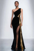 Luxury Mermaid/Trumpet One Shoulder Sleeveless Sweep/Brush Train Evening Dress