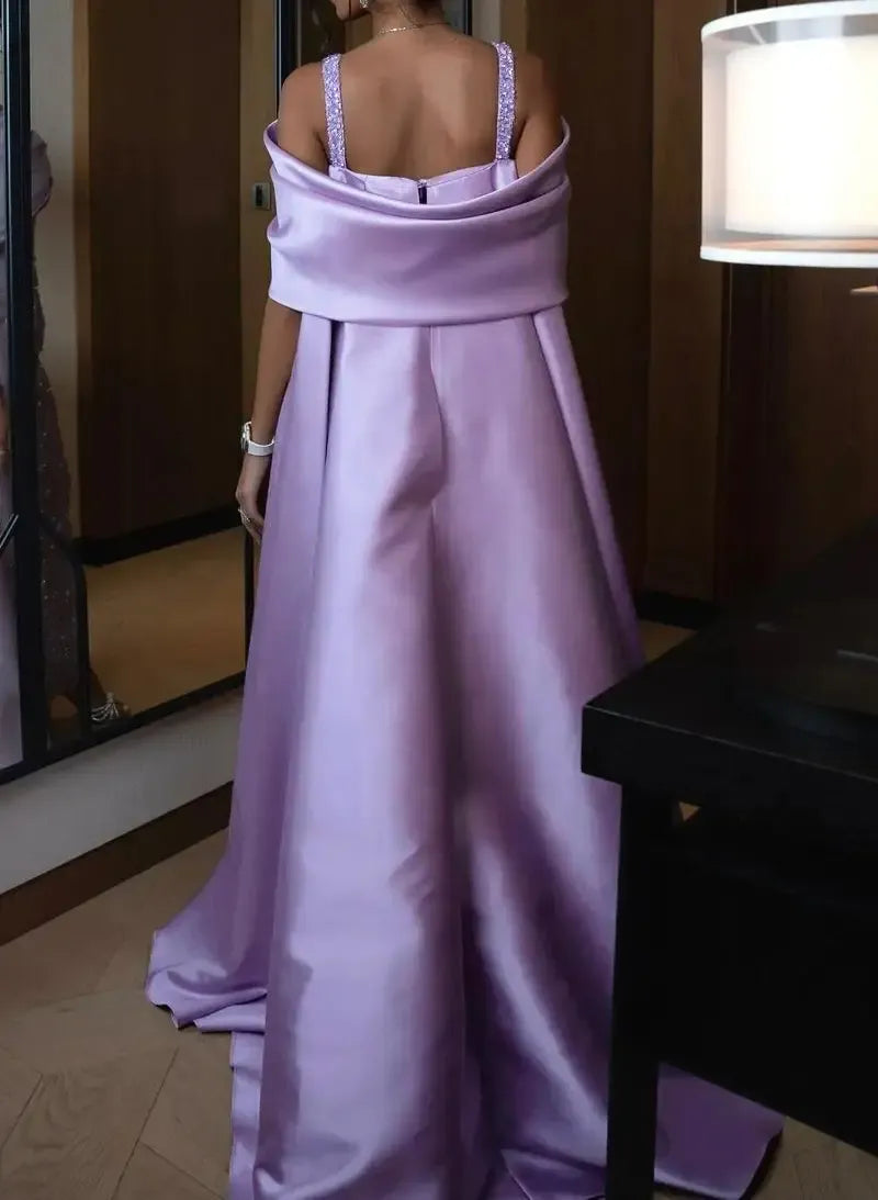 Luxury Off-The-Shoulder Sheath Sleeveless Pleated Sweep Train Evening Dress