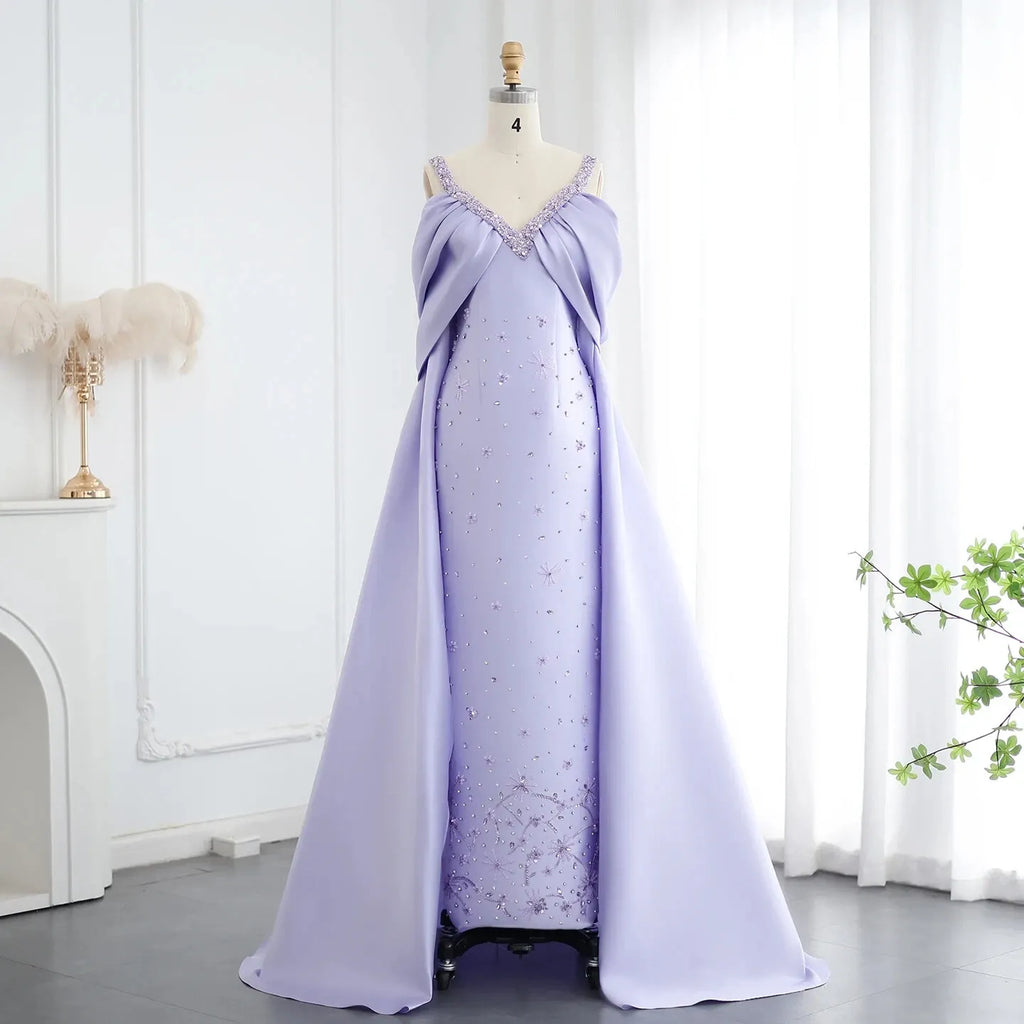 Luxury Off-The-Shoulder Sheath Sleeveless Pleated Sweep Train Evening Dress
