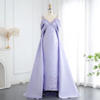 Luxury Off-The-Shoulder Sheath Sleeveless Pleated Sweep Train Evening Dress