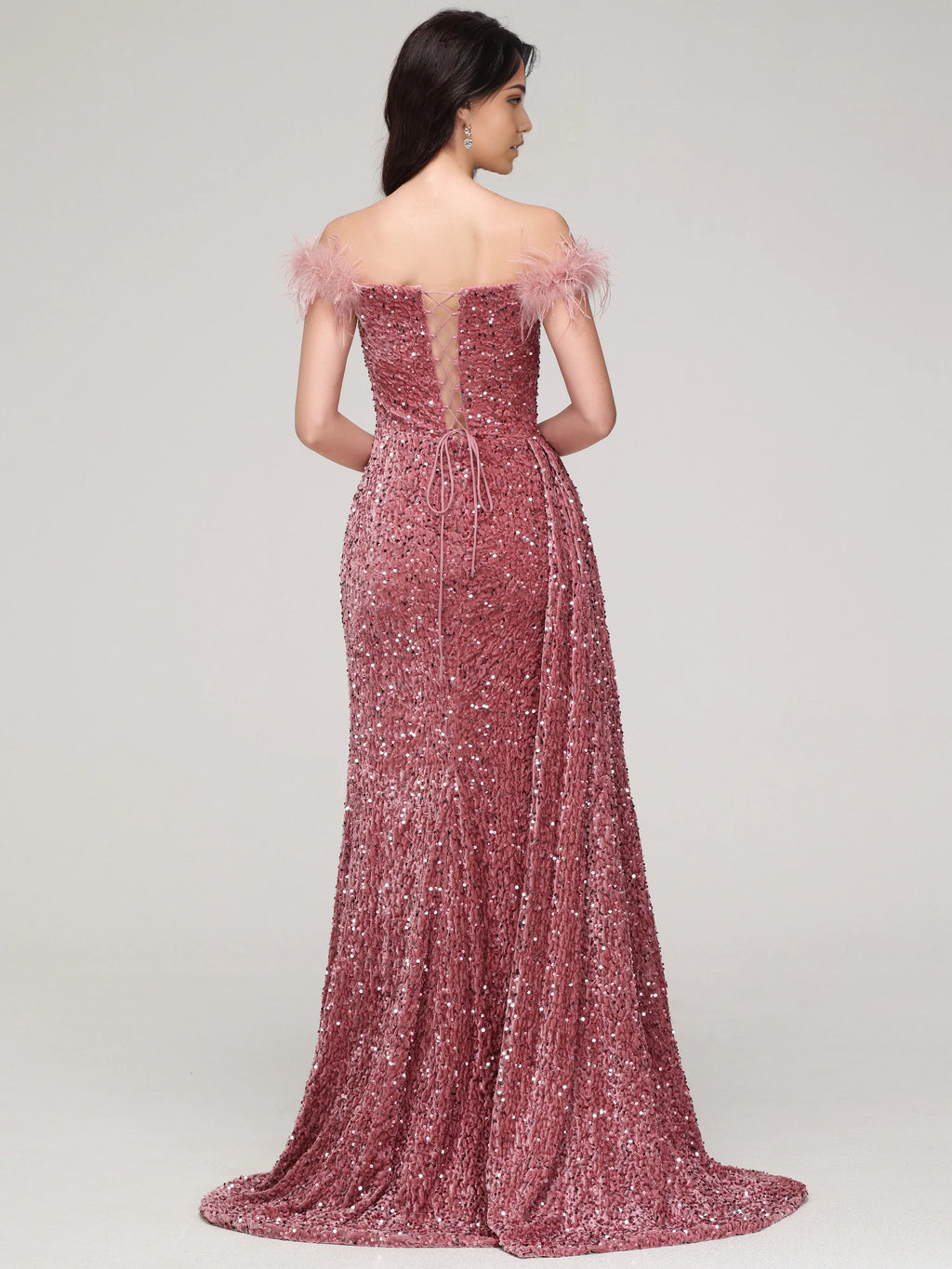 Luxury Sheath/Column Off-the-shoulder Sleeveless Up Sweep/Brush Train Prom Dress