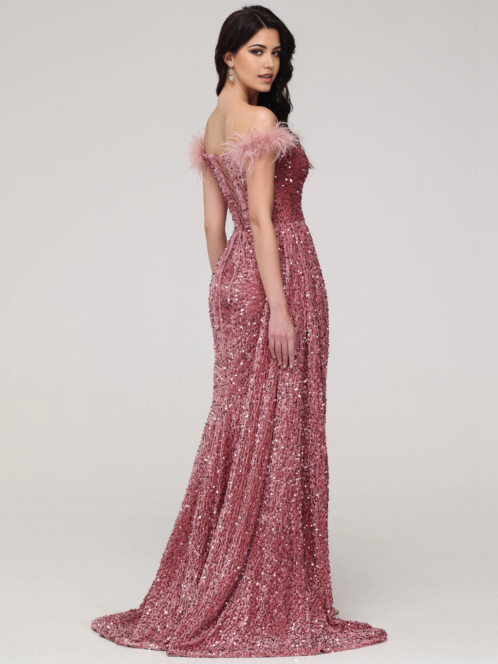 Luxury Sheath/Column Off-the-shoulder Sleeveless Up Sweep/Brush Train Prom Dress