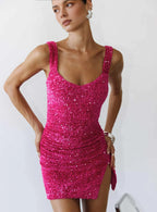 Luxury Sheath/Column V Neck Sleeveless Zipper Up Short-Mini Homecoming Dress