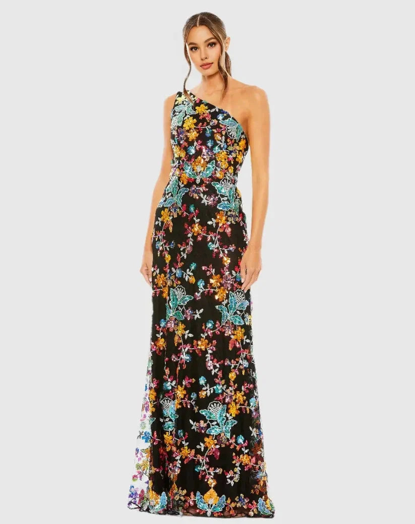 Luxury Sheath One Shoulder Sleeveless Up Floor-Length Prom Dress