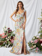 Luxury Sheath Sweetheart Cap Sleeve Zipper Up Sweep/Brush Train Prom Dress