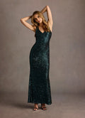 Luxury Sheath V Neck Sleeveless Crisscross Back Floor-Length Evening Dress