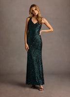 Luxury Sheath V Neck Sleeveless Crisscross Back Floor-Length Evening Dress