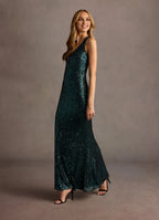 Luxury Sheath V Neck Sleeveless Crisscross Back Floor-Length Evening Dress