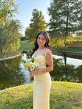 Luxury Spaghetti Straps Sleeveless Mermaid Ruched Long Prom Dress
