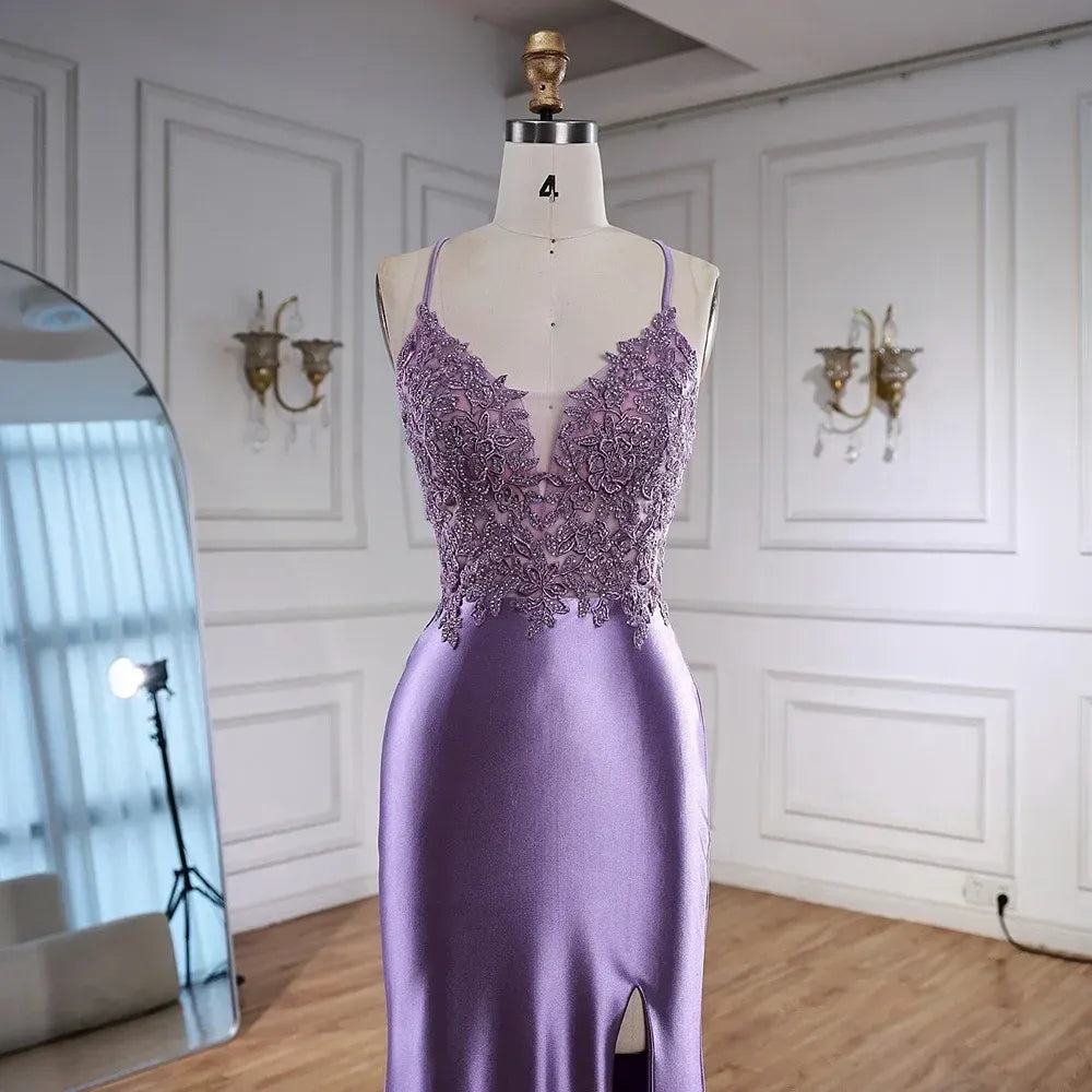Luxury V Neck Sleeveless Fitted Appliques Sweep Train Prom Dress