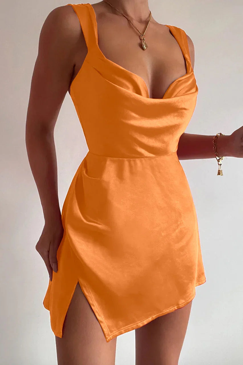 A-Line/Princess Cowl Neck Sleeveless Open back Short-Mini Homecoming Dress