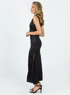 V - Neck Side Slit Maxi Dress Sexy Sheath Sleeveless Prom Clothes