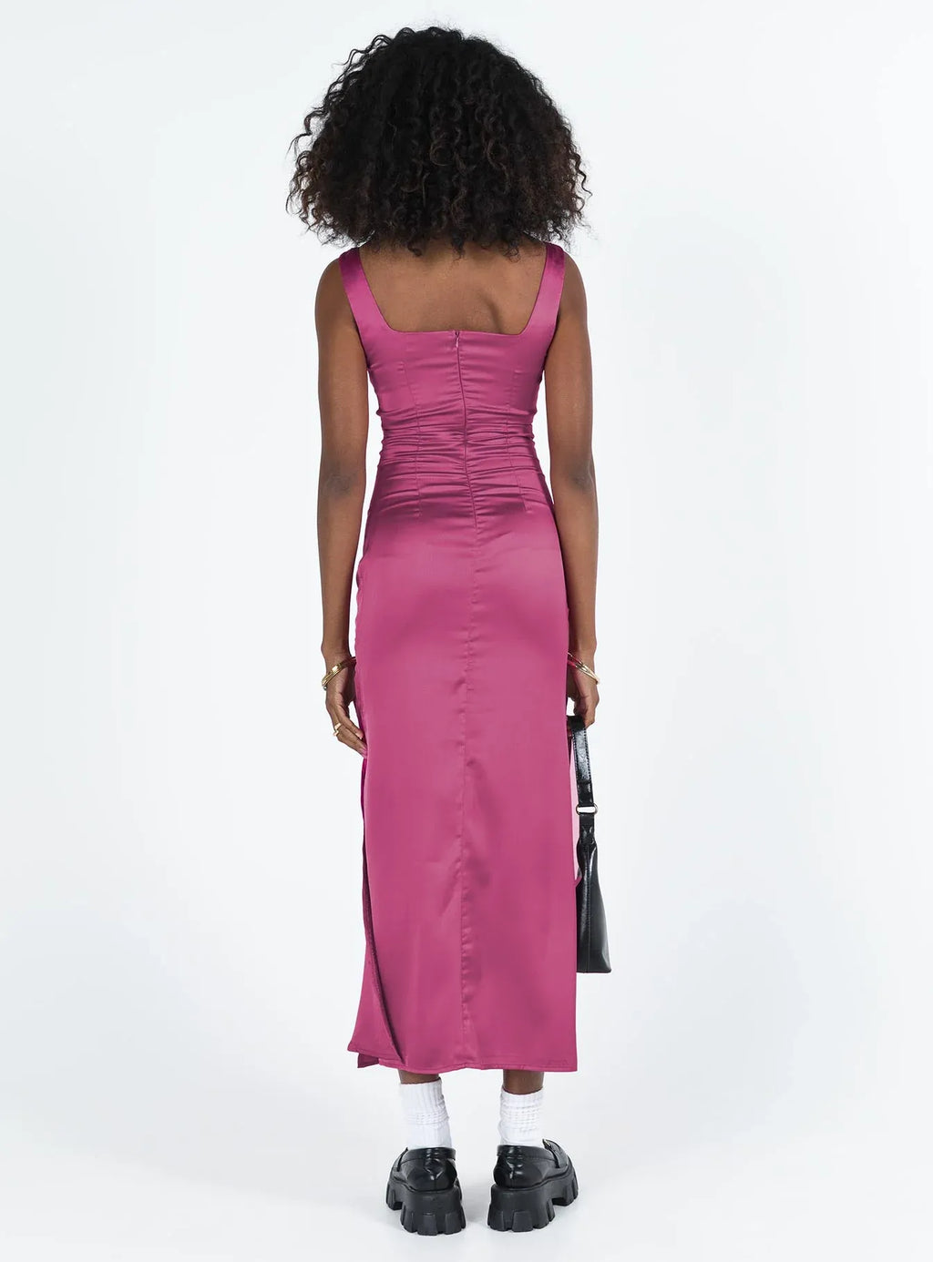 V - Neck Side Slit Maxi Dress Sexy Sheath Sleeveless Prom Clothes