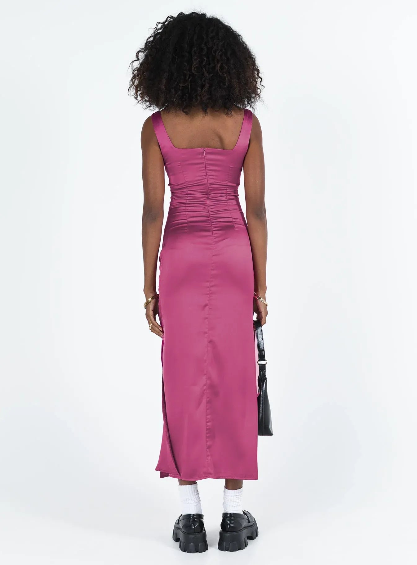 V - Neck Side Slit Maxi Dress Sexy Sheath Sleeveless Prom Clothes