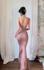Mermaid Prom Dress With Cowl Neck Spaghetti Straps Ruched Bodice Dusty Pink Chic For Prom Night Shoppers
