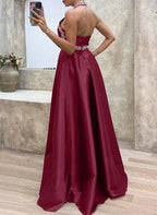 Mermaid Halter Prom Dress With Rhinestones Burgundy Floor Length High Slit Showstopping For Prom Queens
