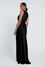 Mermaid High Neck Cold Shoulder Tiered Sleeveless Discount Floor Length Prom Dresses No Slit Simple Strapless Prom Dresses