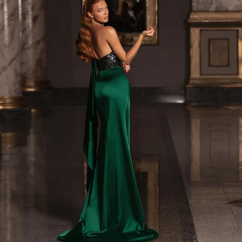 Green Mermaid One-Shoulder Emerald Floor-Length Formal Prom Dress