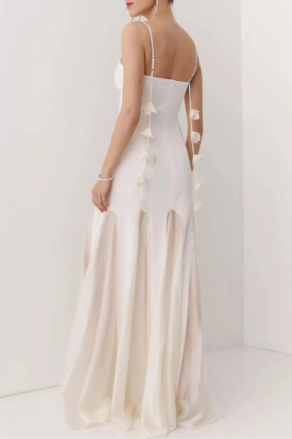 Mermaid Evening Dress White With 3D Floral Spaghetti Straps Sweetheart Neckline For Weddings And Formal Events