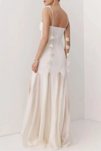 Mermaid Evening Dress White With 3D Floral Spaghetti Straps Sweetheart Neckline For Weddings And Formal Events