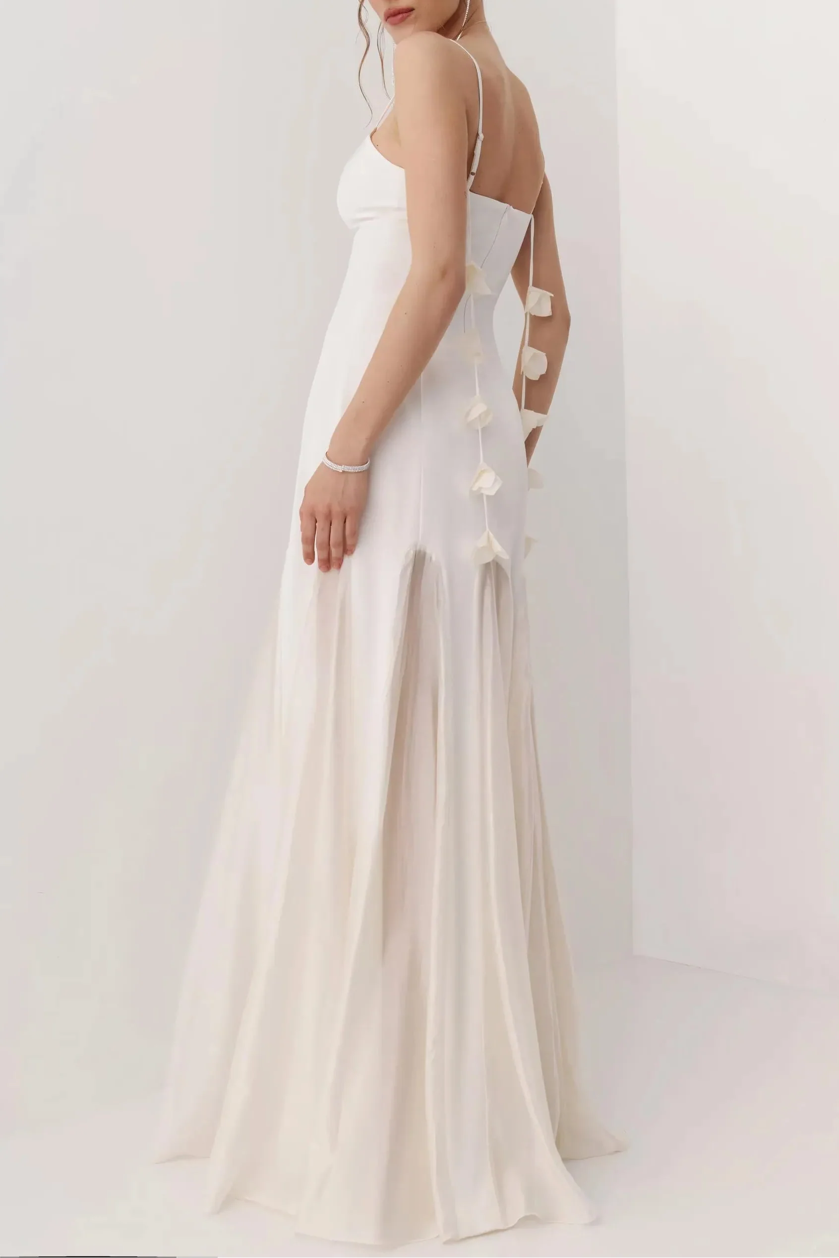 Mermaid Evening Dress White With 3D Floral Spaghetti Straps Sweetheart Neckline For Weddings And Formal Events