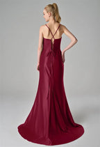 Mermaid V-Neck Floor Length Spaghetti Straps Prom Dresses Sleeveless Cheap Glitter Evening Party Dresses