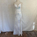 Mermaid Prom Dress White Sequin Maxi For Prom Night Glamour With V Neck Spaghetti Straps And Crisscross Back