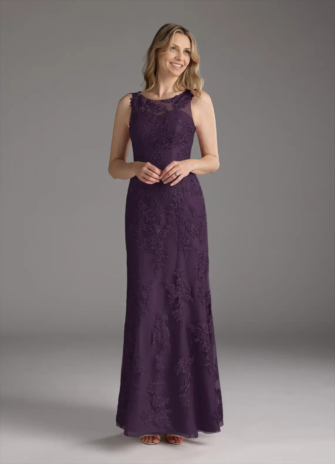 Plum Dress Elegant Mermaid Vintage Dress Floor-Length Dress Cape Sleeve Keyhole Back Mother of the Bride Dress