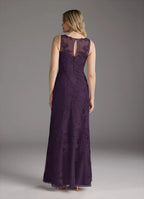 Plum Dress Elegant Mermaid Vintage Dress Floor-Length Dress Cape Sleeve Keyhole Back Mother of the Bride Dress