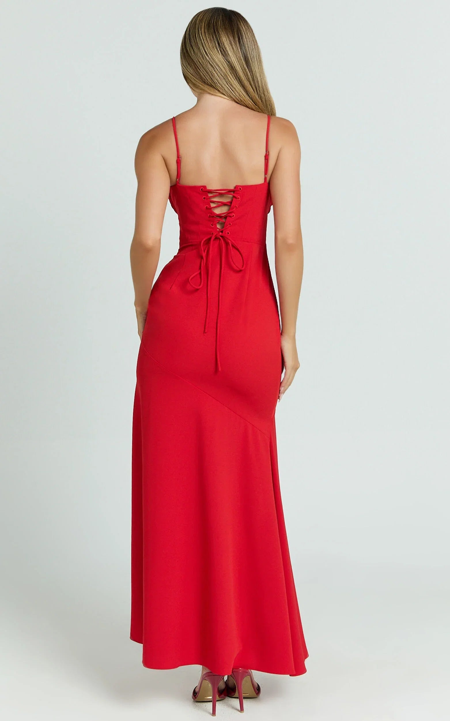Mermaid Trumpet V Neck Elegant Cut Ruffle Tie Front Prom Dress Ankle-Length Sleeveless Formal Evening Gown Hot Sale Long Evening Dresses