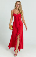 Mermaid Trumpet V Neck Elegant Cut Ruffle Tie Front Prom Dress Ankle-Length Sleeveless Formal Evening Gown Hot Sale Long Evening Dresses