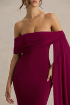 Mesmerizing Mermaid Off Shoulder Drape Sleeve Zipper Back Floor Length Evening Dress