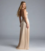 Minimalist A-Line Spaghetti Straps Sleeveless Lace-Up Sweep/Brush Train Prom Dress