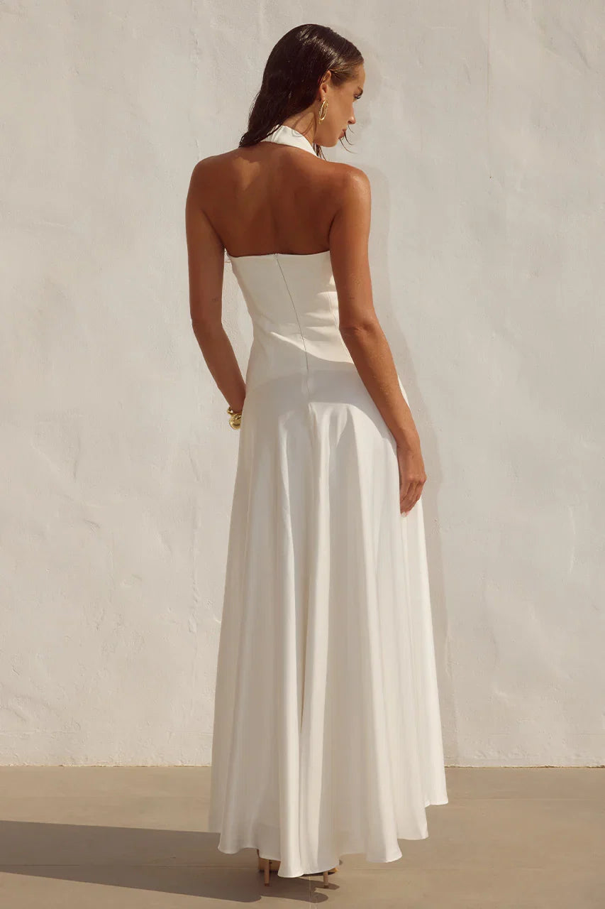 Minimalist A-line Square Neck Sleeveless Ruched Floor-Length Prom Dress