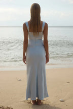 Minimalist Fitted Cowl Neck Sleeveless Ankle-Length Prom Dress