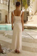 Minimalist Fitted Cowl Neck Sleeveless Ankle-Length Prom Dress