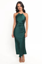Minimalist Fitted Halter Neck Sleeveless Ankle-Length Prom Dress