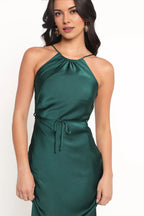 Minimalist Fitted Halter Neck Sleeveless Ankle-Length Prom Dress