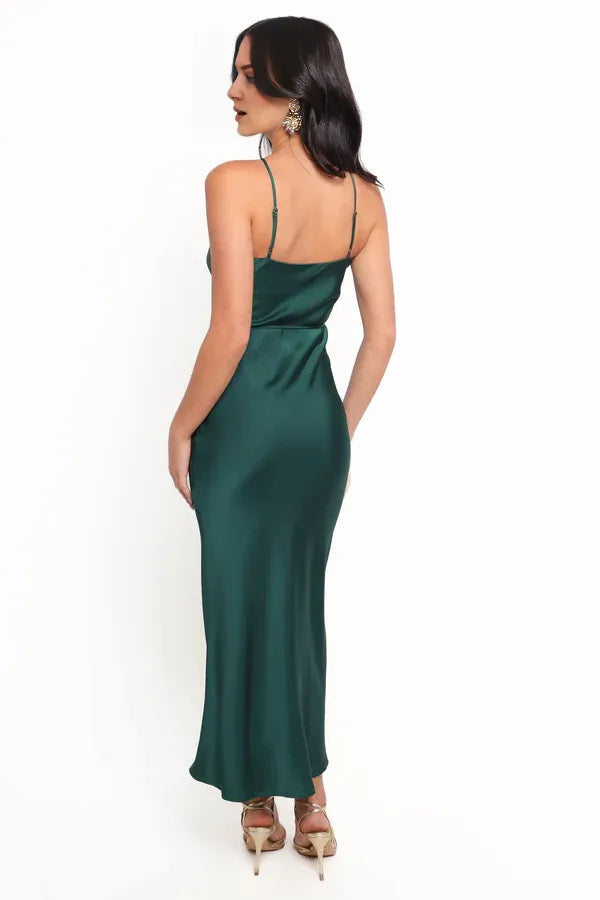 Minimalist Fitted Halter Neck Sleeveless Ankle-Length Prom Dress
