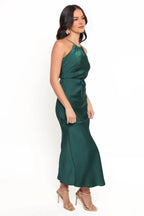 Minimalist Fitted Halter Neck Sleeveless Ankle-Length Prom Dress