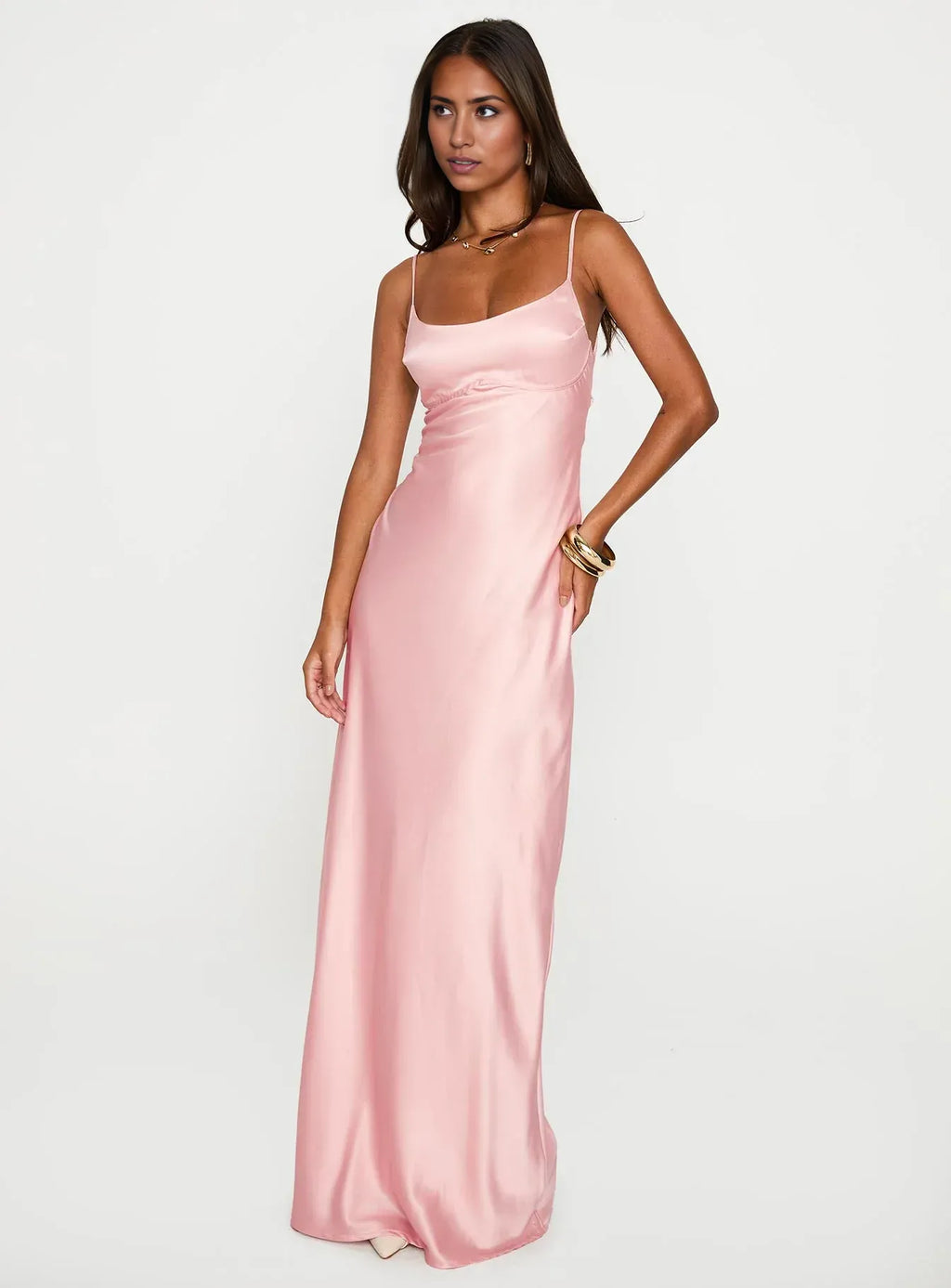 Minimalist Fitted Square Neck Sleeveless Floor-Length Prom Dress