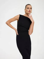 Minimalist Sheath/Column Boat Neck Sleeveless Backless Floor-Length Prom Dress