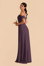 Minimalist A-Line V Neck Sleeveless Chiffon High Slit Maxi Bridesmaid Dress